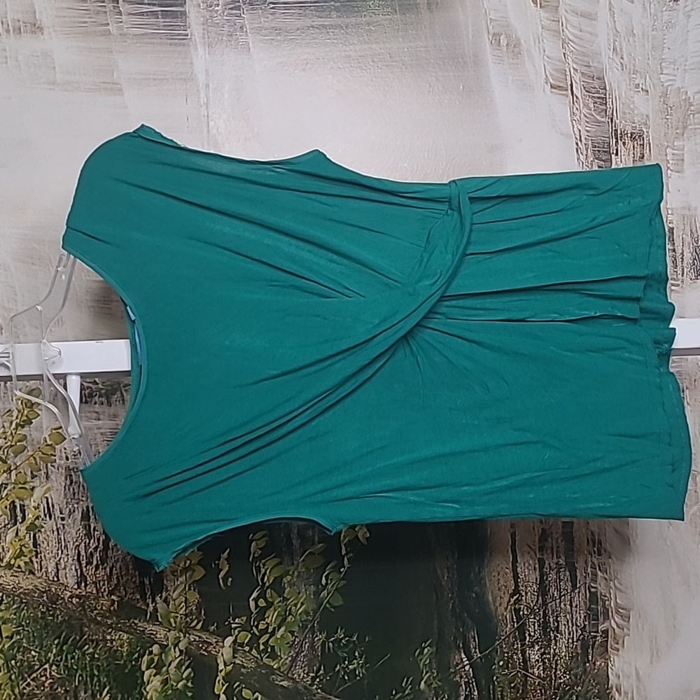 Simply Vera Wang Womens XL soft rayon twist knot emerald green blouse